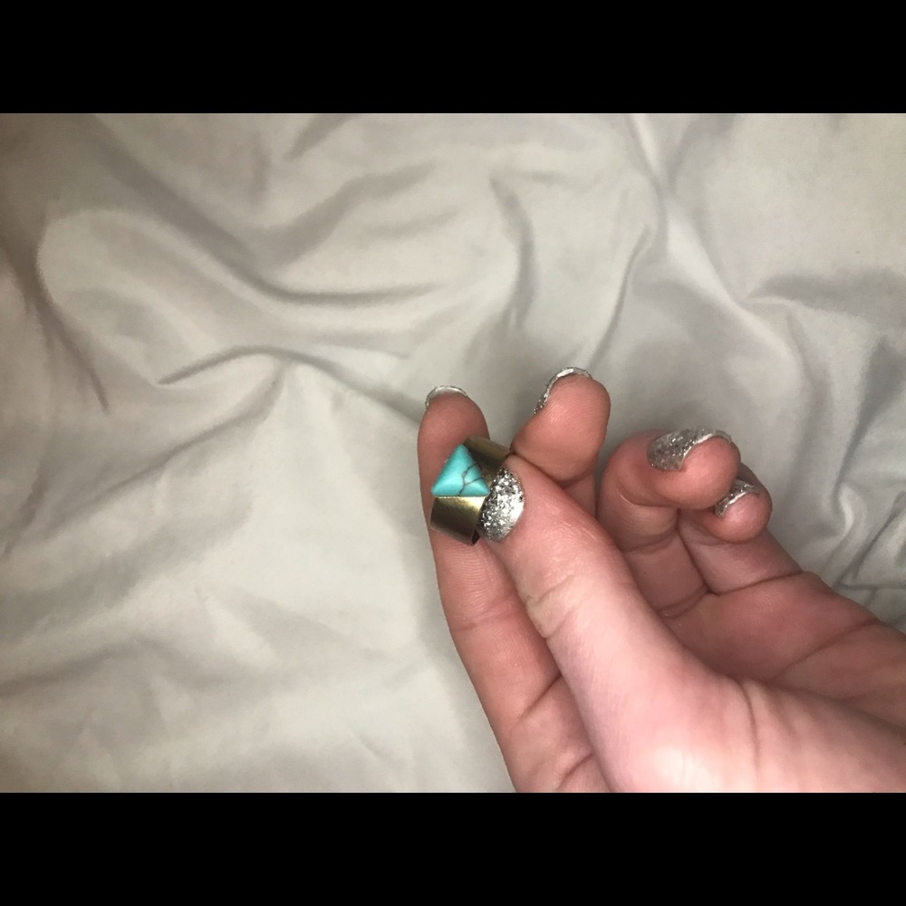 Gold and turquoise triangle ring